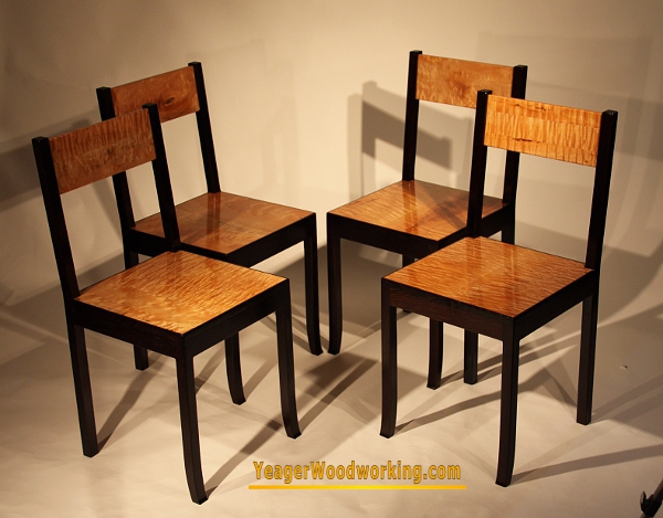 wenge and quilted maple chairs